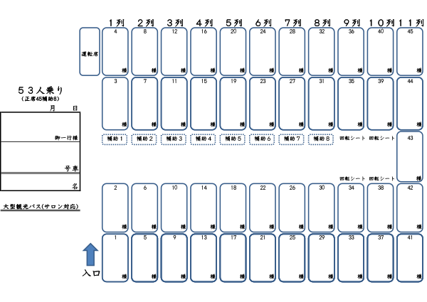 Seating chart45 people + 8 seater